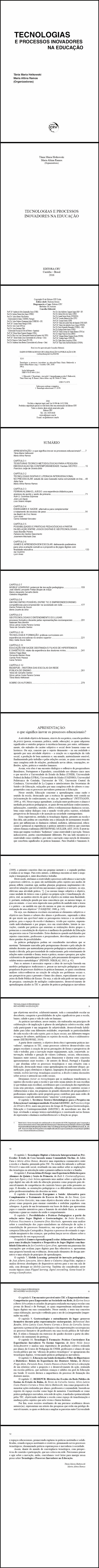 TECNOLOGIAS E PROCESSOS INOVADORES NA EDUCAÇÃO